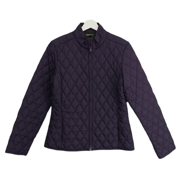 Eddie Bauer Quilted Jacket Purple Grape Color Front Zip Womens size Medium - Picture 1 of 10